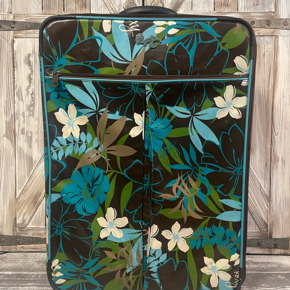 Floral Vintage ROXY 4 Piece Luggage Set in Teal & Brown gently used - Picture 12 of 16
